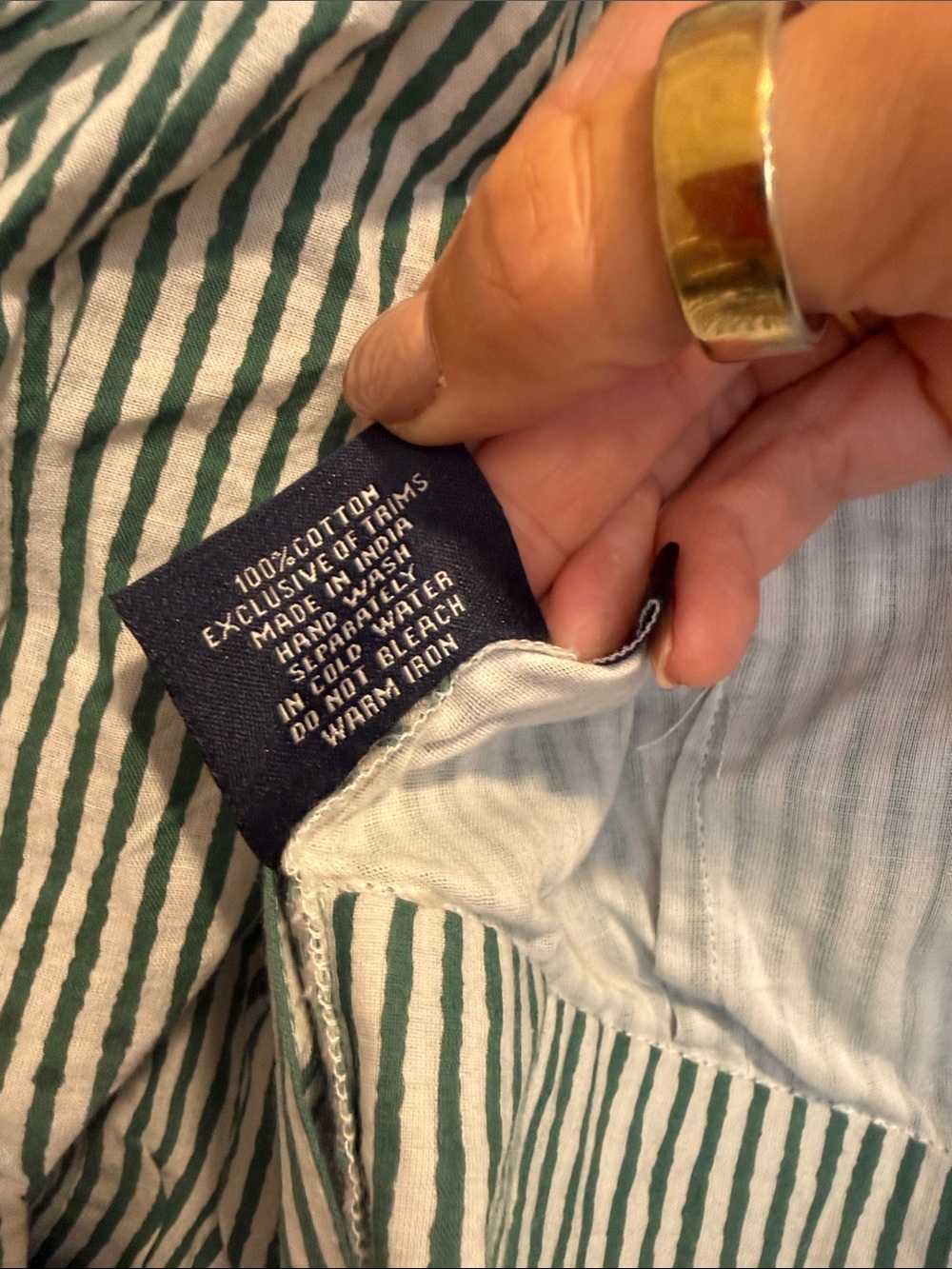 Striped Green Tie-Back Puff Sleeve Crop Top - Picture 3 of 4